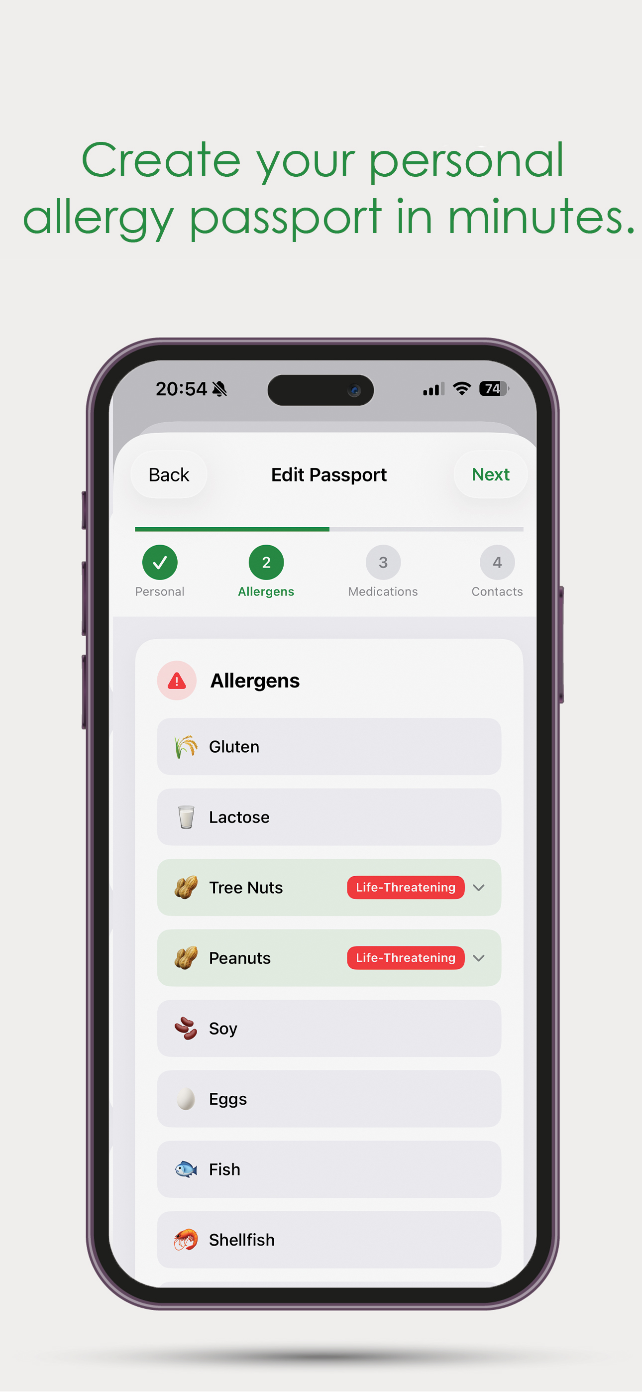 AllergyReady Edit Passport